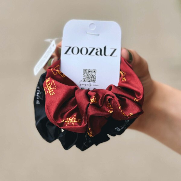 ZooZatz Cardinal & Black I-State Luxe Scrunchies (2-Pack)